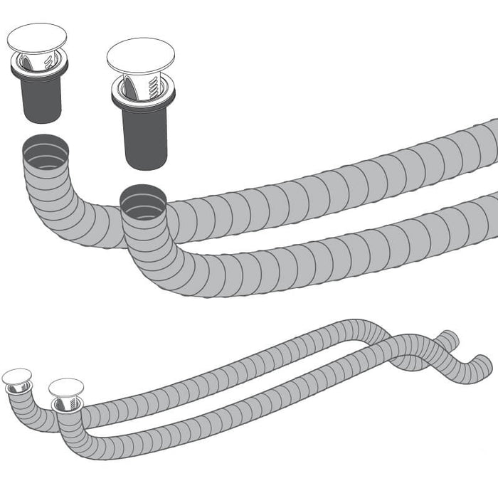 This kit appears to be designed to enhance air quality and ventilation in a salon environment, aiming to reduce inhalation exposure and promote a healthier space for both customers and salon technicians. The kit includes components such as chrome adjustable heads, flexible pipes, and instructions for installation.