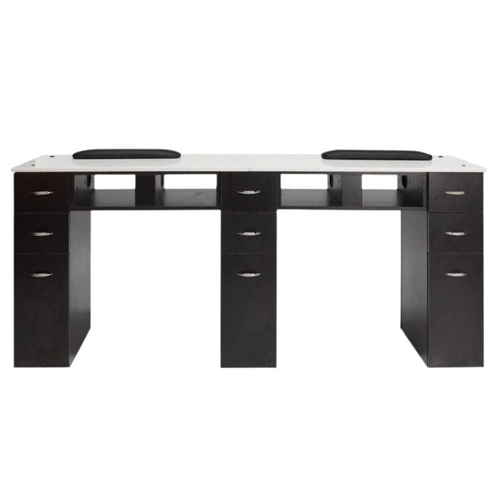 Double Nail Table with White Granite Top