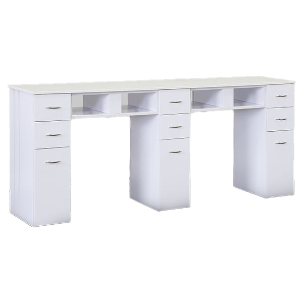 Double Nail Table with White Granite Top