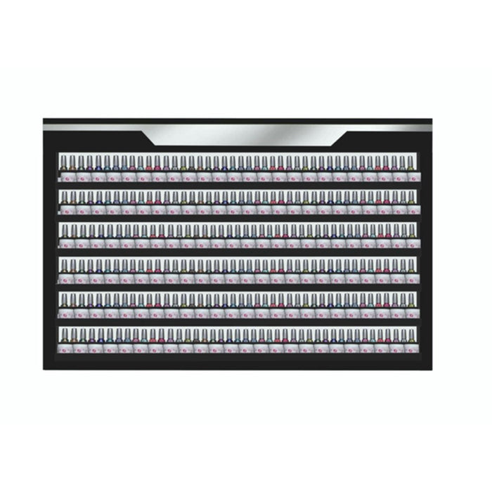 Powders and polishes combined? You should use the "Sonoma Polish and Powder Rack! The six layer shelves, which are black with a silver accent at the top, will hold about 250 polish colors and 125 powders.