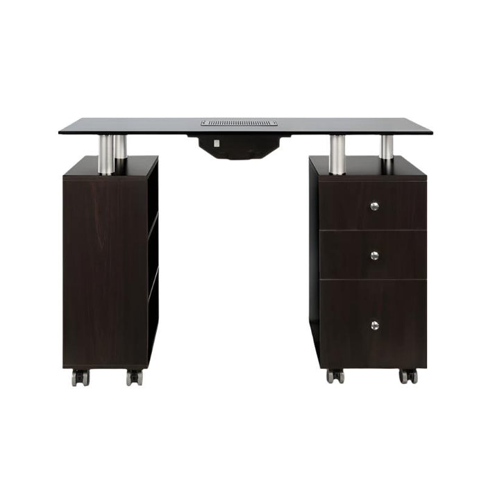 Glass Top Nail Table with Draft Fan