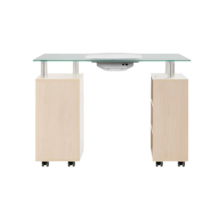 Glass Top Nail Table with Draft Fan