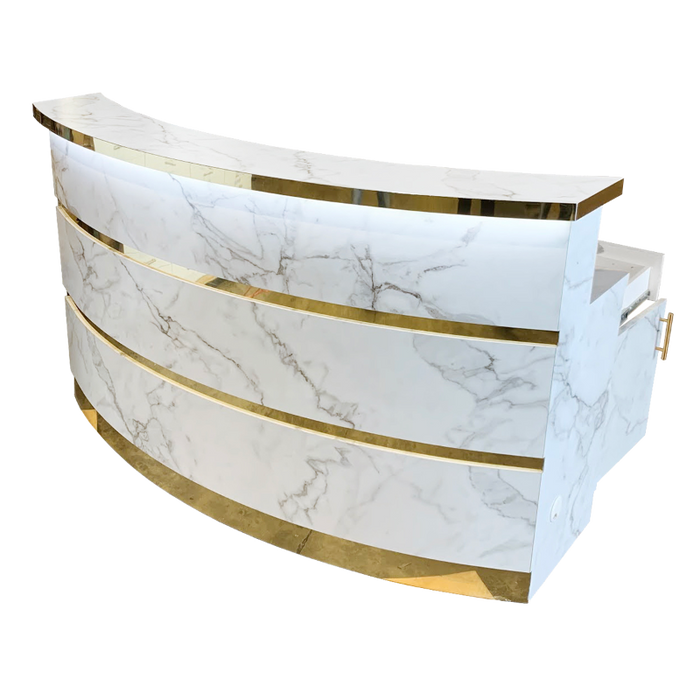 Gold Marble Curve Reception Desk 60"