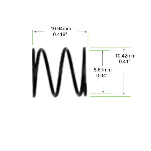 Steel high-speed spring, OEM KUPA KP-55 Large Spring #520K08 (ID 8.61 mm x OD 10.42 mm × L 10.64 mm), restores internal tension and seamless operation of the handpiece.