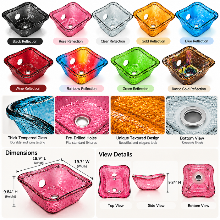 Square Glass Bowl for Gulfstream Pedicure Chair