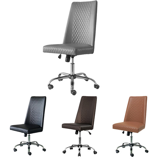 Constructed exclusively to provide excellent back and leg support for nail salon patrons, this chair may be readily adjusted to suit individual preferences. In addition to providing a modern look for any kind of salon, the plush cushioning and smooth vinyl leather make for a comfortable seat.
