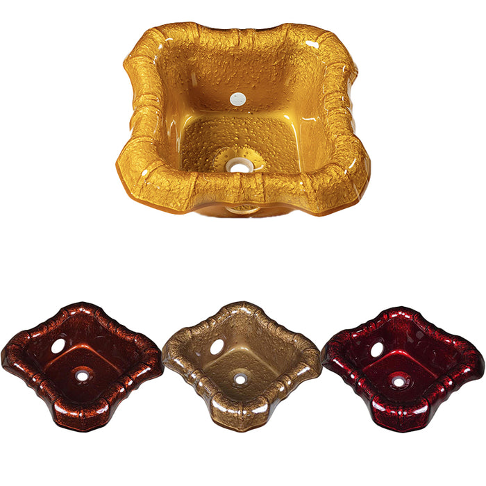 An image showing 4 glass bowls designed for use with Icloud-Cloud 9 Spa pedicure chairs. The bowls are displayed in gold, copper, chocolate, and burgundy.