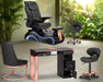 A set of spa chairs and a pedicure chair package, featuring rose gold accents, a crystal-glass basin, and LED lighting.