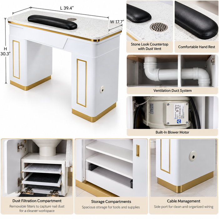 Napa Manicure Table with Ultimate Vent System