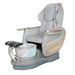 Gulfstream pedicure chair with a clear glass bowl and footrest in a spa setting.