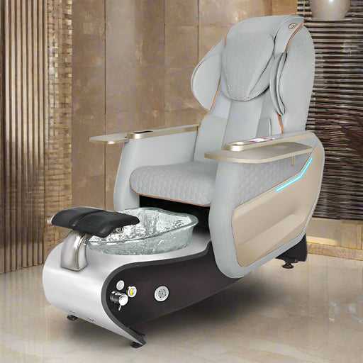 Pedicure chair with Gulfstream branding in a spa setting