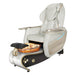Gulfstream Lavender Relax pedicure chair with marble base and gold accents in a spa setting.