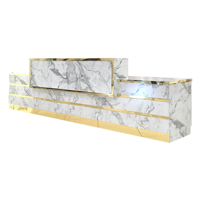 Gold Marble Reception Desk 84"