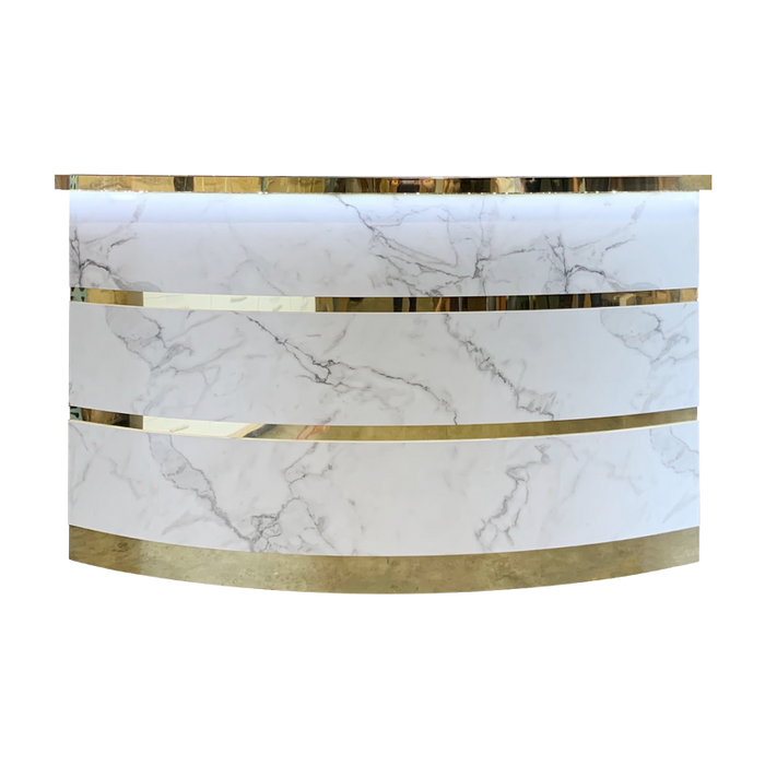 Gold Marble Light Curve Reception Desk 60"