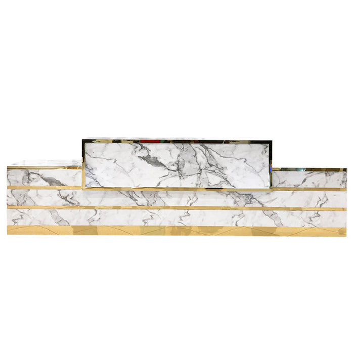 Gold Marble Reception Desk 84"