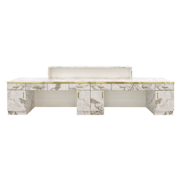 Gold Marble Reception Desk 84"
