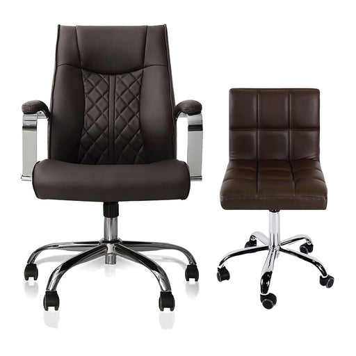 The Venus Quilt Customer and Employee Chair Package in Chocolate Color is a great alternative for any salon trying to upgrade its seating options since it blends design, comfort, and practicality all in one package. 