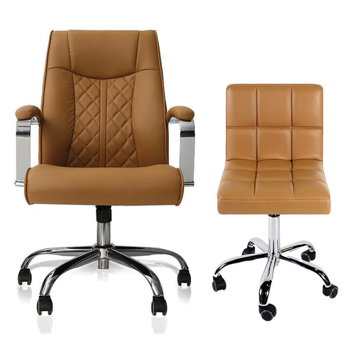The Venus Quilt Customer and Employee Chair Package in Mocha Color is a great alternative for any salon trying to upgrade its seating options since it blends design, comfort, and practicality all in one package.