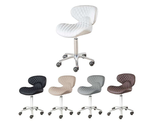 The Tech Stool with Low and High Piston is a versatile and ergonomic seating solution designed for technicians in salon and spa settings. With a durable construction, this stool features a low piston for pedicure stools (adjustable from 13" to 15") and a high piston for manicure stools (adjustable from 16" to 22).
