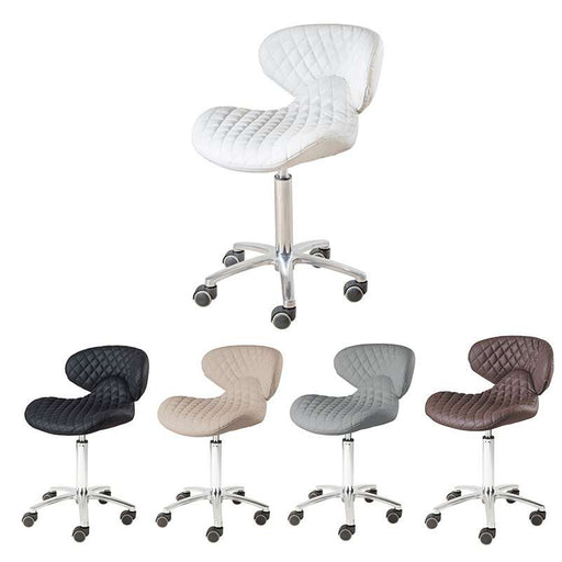 The Tech Stool with Low and High Piston is a versatile and ergonomic seating solution designed for technicians in salon and spa settings. With a durable construction, this stool features a low piston for pedicure stools (adjustable from 13" to 15") and a high piston for manicure stools (adjustable from 16" to 22).