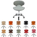 A collection of ergonomic Euro technician stools in various colors, designed with a high-density foam seat cushion and a gas lift system.